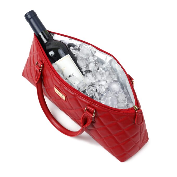 wine bag Red 4 scaled Wine Purse Glam 1 Bottle La Soir'ee Clutch - Red Quilted