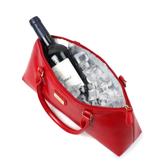 wine bag plain weave Red 4 scaled Wine Purse Glam 1 Bottle La Soir'ee Clutch - Red