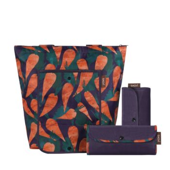 reusable bag set of 3 purple carrot