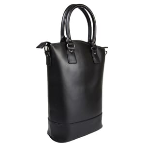 blackleather1 Sachi Leather Insulated Two Bottle Wine Tote Bag