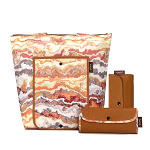marble main Sachi Insulated Market Tote Set 3-Piece Set of Foldable Market Tote Bags