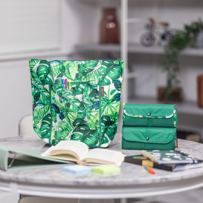 2G2A7682 scaled Insulated Market Tote Set 3-Piece Set of Foldable Bags - Green Tropical Leaf