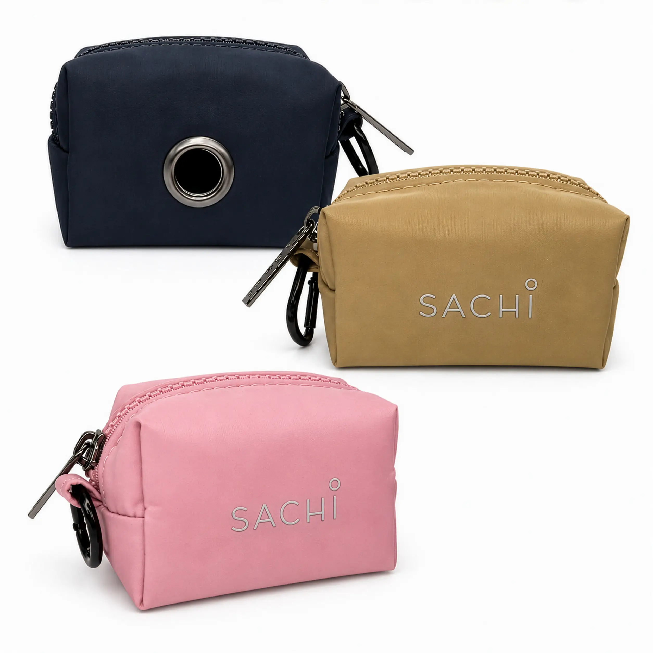 SACHI PupPack portable dog waste bag holders in Black, Latte and Blush