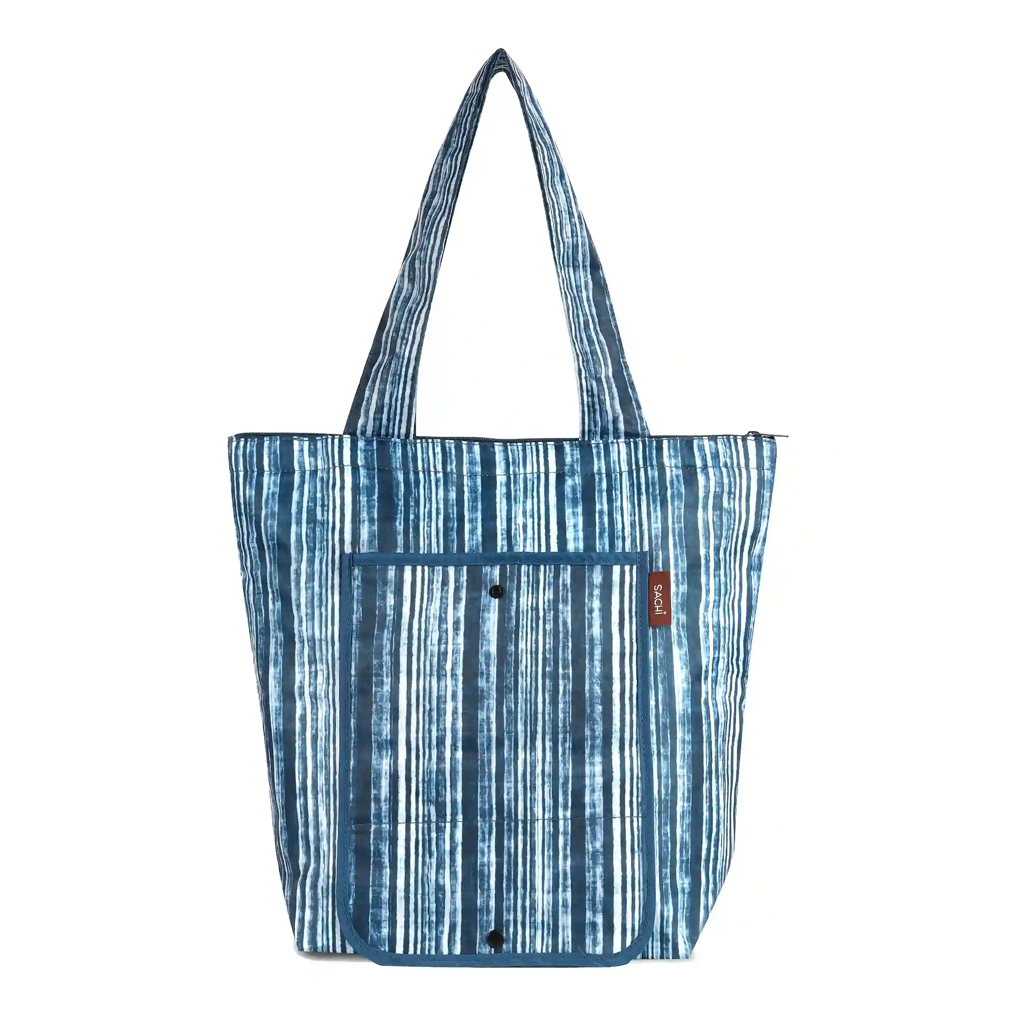 SACHI 2-Piece Insulated Market Tote Set – Blue Denim Stripe & Solid Blue 7 SACHI 2-Piece Insulated Market Tote Set – Blue Denim Stripe & Solid Blue - Image 7