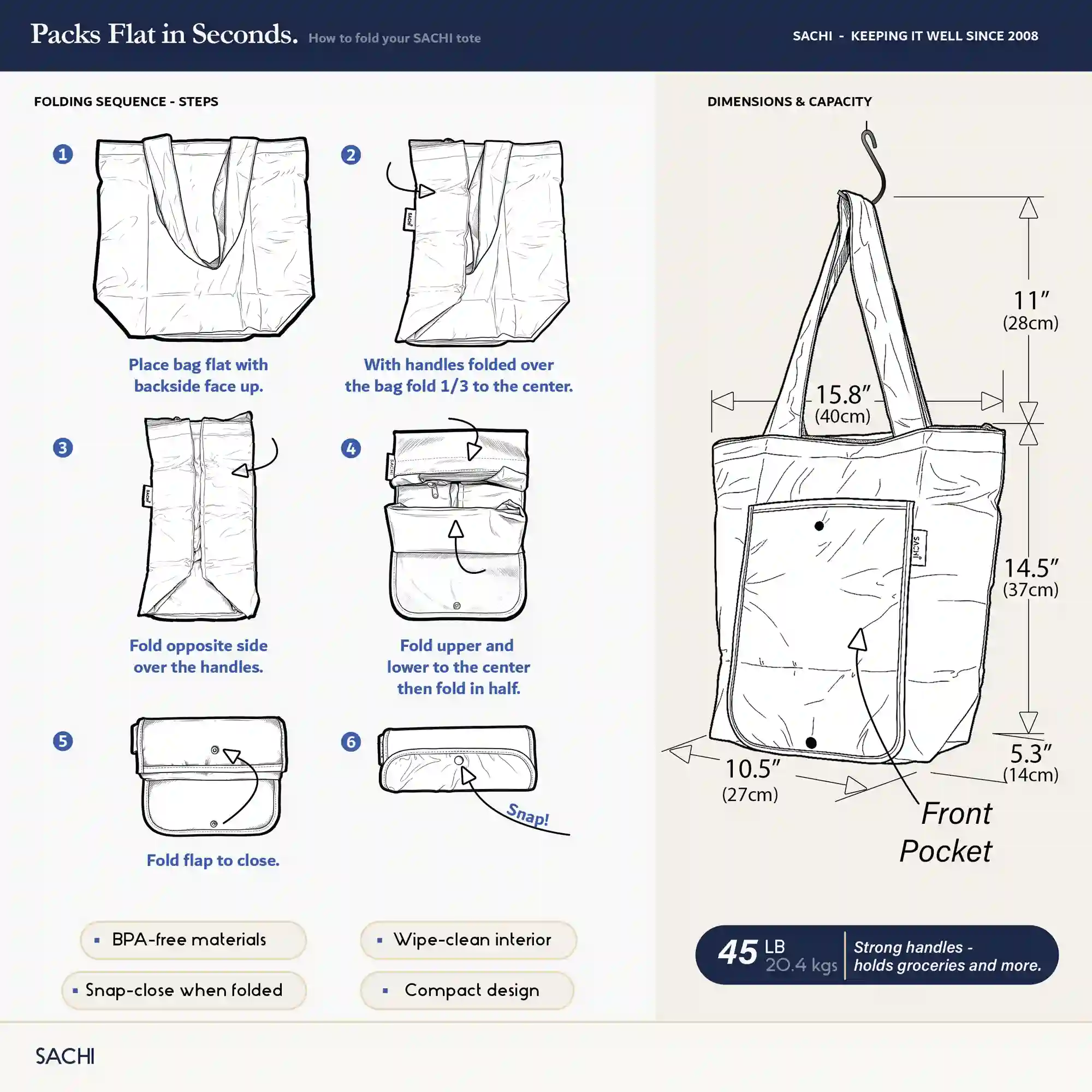 SACHI 2-Piece Insulated Market Tote Set – Blue Denim Stripe & Solid Blue 5 SACHI 2-Piece Insulated Market Tote Set – Blue Denim Stripe & Solid Blue - Image 5